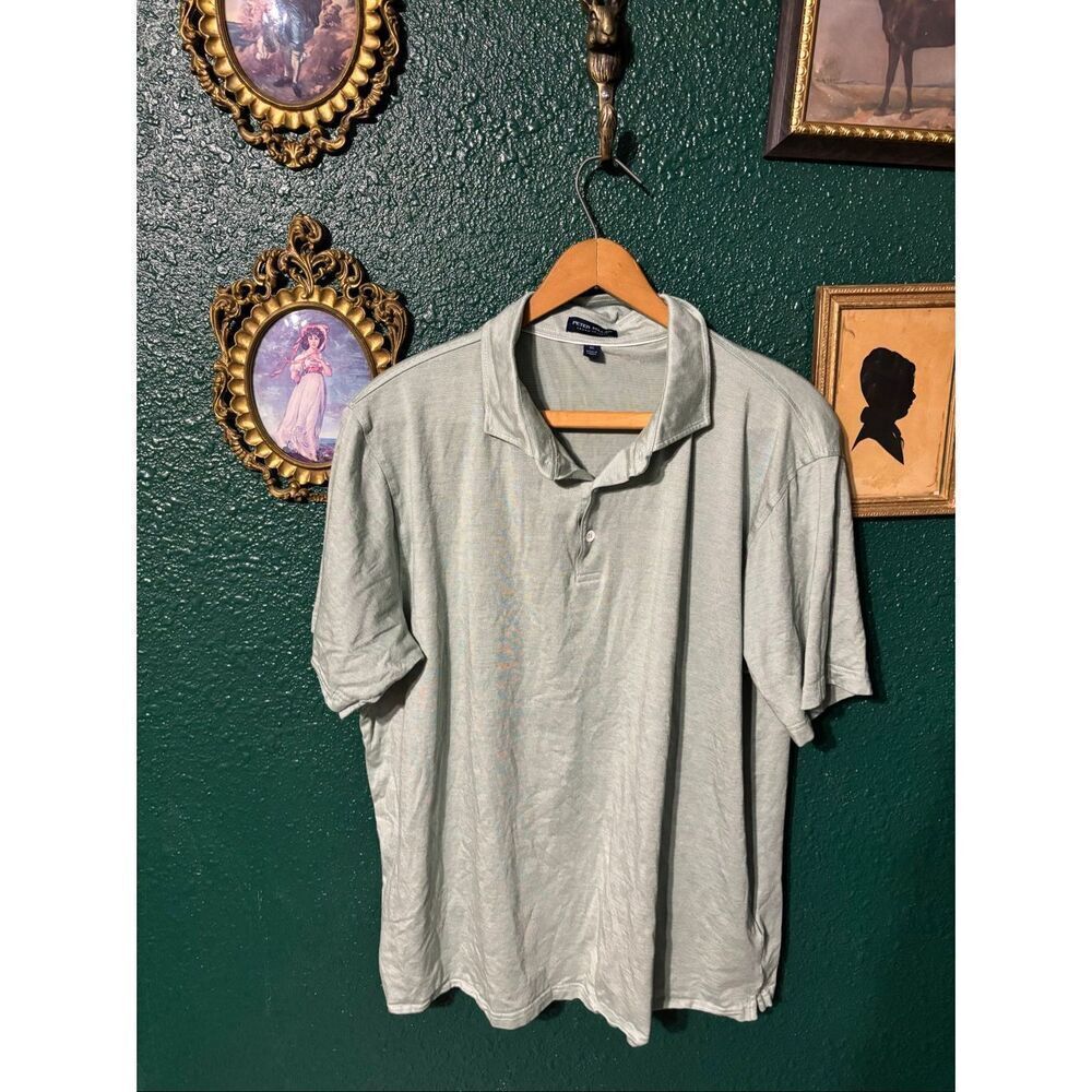 Peter Millar Polo Shirt Mens X-Large Green Cotton Modal Golf